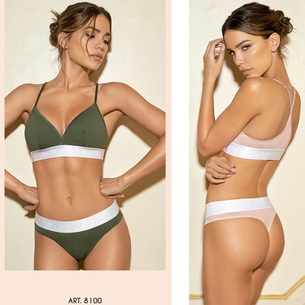 ART.KA8100 CONJUNTO TOP TRIANGULO  MICROFIBRA Y COLALESS ELASTICO PERSONALIZADO