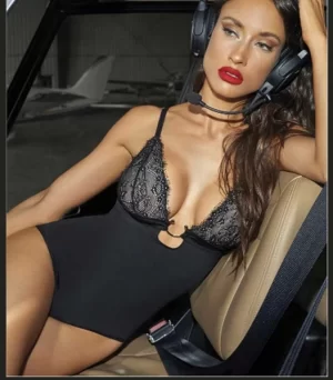 ART.KA8167 BODY COLALESS MICROFIBRA Y PUNTILLA CON APLIQUE METALICO