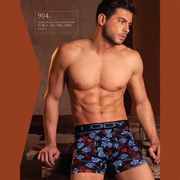 ART.LM904 BOXER DE ALGODON LYCRA CON ESTAMPA FLORES CON TRAMA