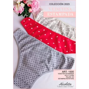 ART.PN1500 PACK X3 VEDETINA ALGODON Y LYCRA ESTAMPADA