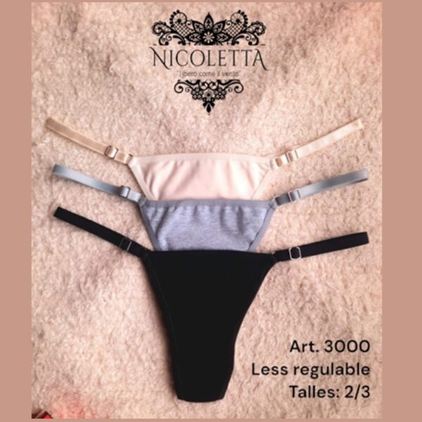 ART.PN3000 PACK X3 COLALESS ALGODON Y LYCRA REGULABLE LISA