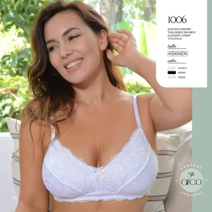 ART.TI1006 CORPIÑO CONFORT TAZA DOBLE DE ALGODON LYCRA Y PUNTILLA