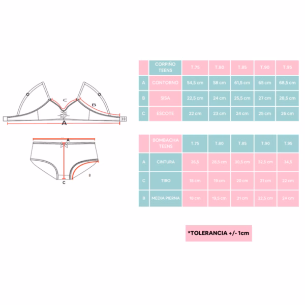 ART.VI459 CONJUNTO TEEN ALGODON ESTAMPADO  CON CORPIÑO ARMADO