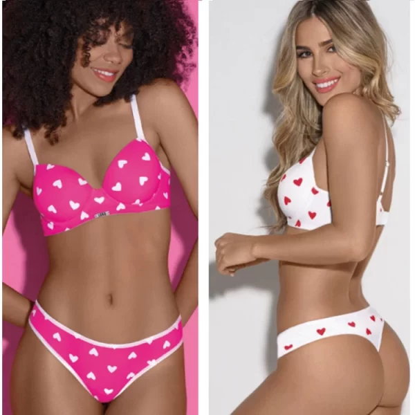ART.LA804400 CONJUNTO PUSH UP SOFT MICROFIBRA CORAZONES CON LESS