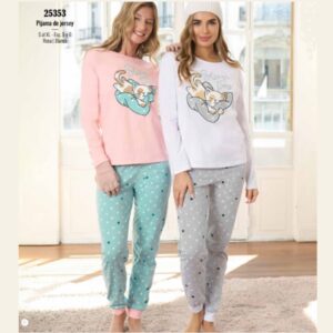 ART.LX25353 PIJAMA DE JERSEY REMERA ESTAMPADA GATITO