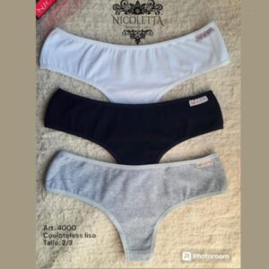 ART.PN4000 PACK X3 BOMBACHA CULOTTE LESS ALGODON Y LYCRA SURTIDO