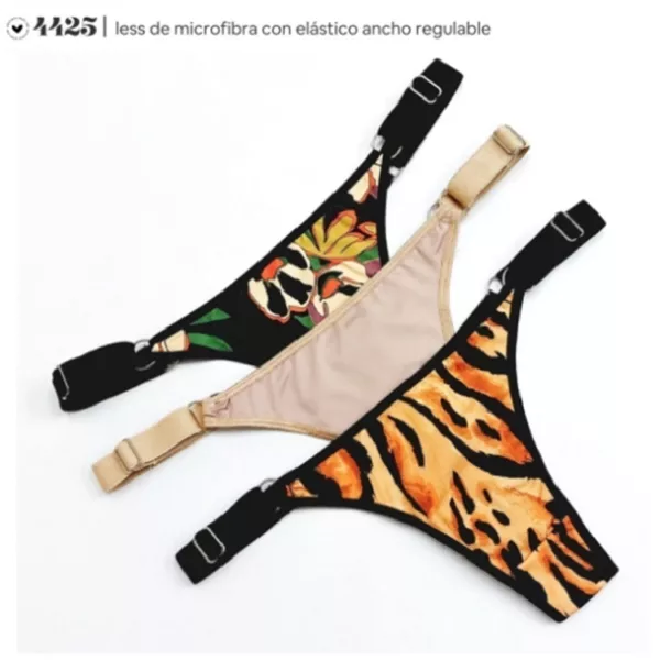 ART.VI4425 PACK X3 COLALESS REGULABLE MICROFIBRA ESTAMPADO ELASTICO ANCHO
