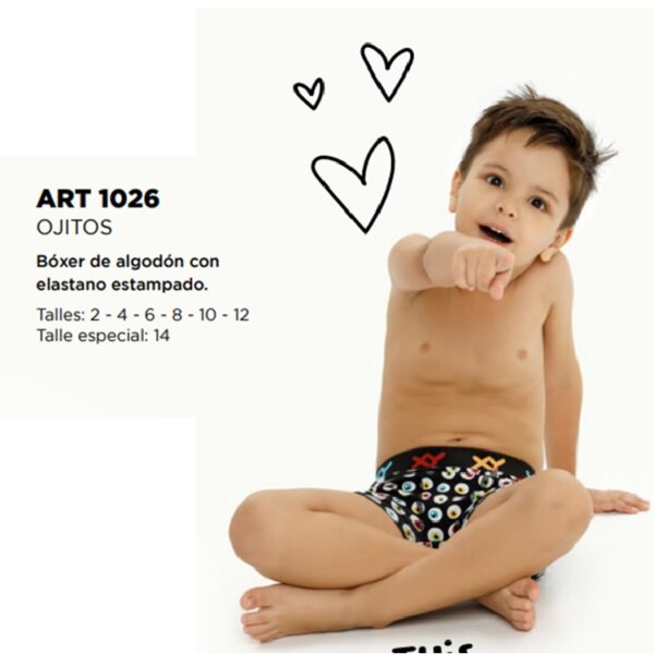 ART.XY1026 BOXER NIÑO ALGODON Y LYCRA ESTAMPADO OJITOS JUNIOR