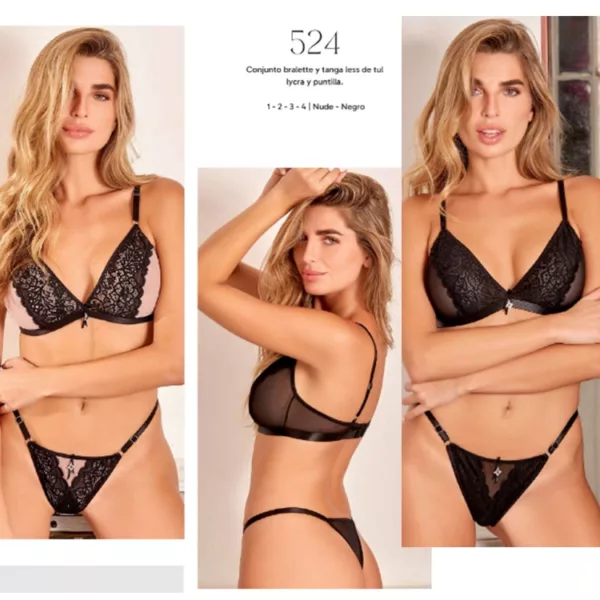 ART.TI524 CONJUNTO BRALETTE TUL Y PUNTILLA COLALESS REGULABLE