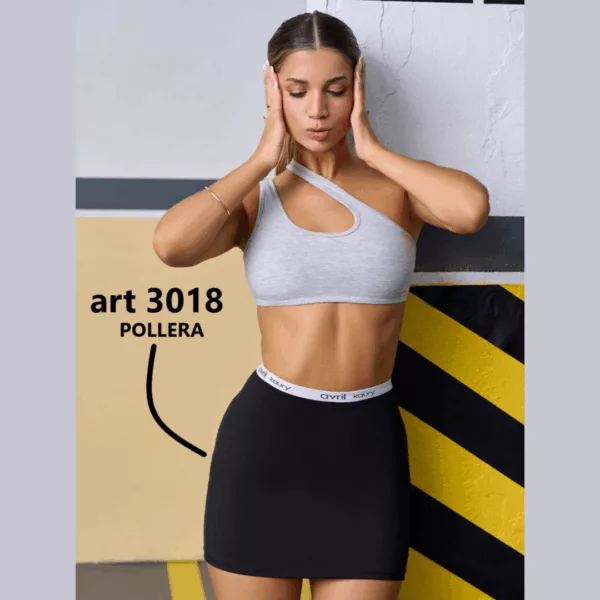 ART.AV3018 POLLERA CORTA DE ALGODÓN CON ELÁSTICO PERSONALIZADO