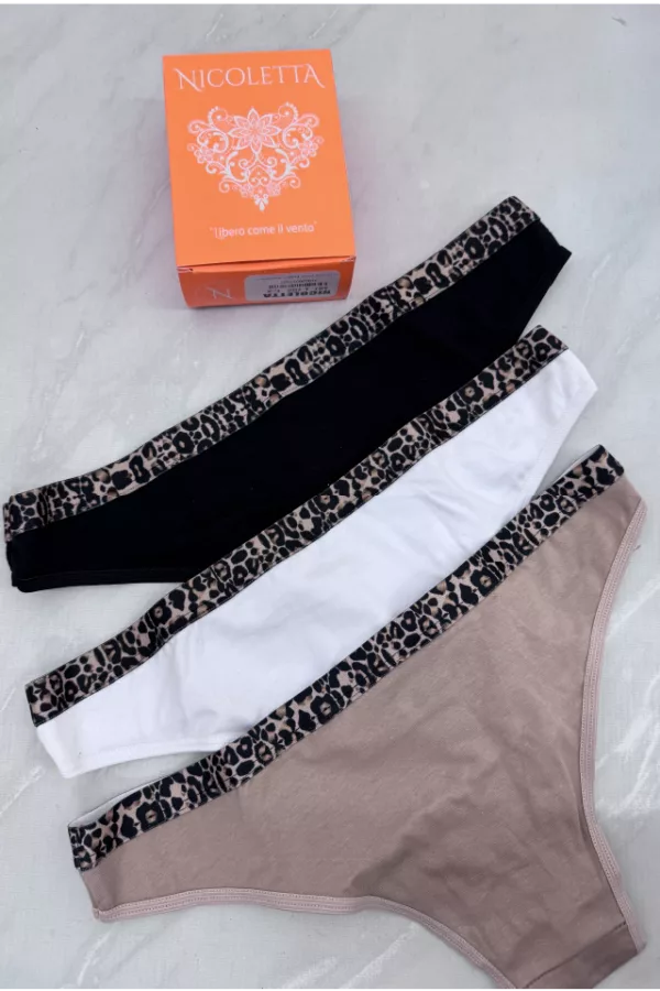 ART.PN1700 PACK X3 VEDETINA DE ALGODÓN Y LYCRA ELÁSTICO ANIMAL PRINT