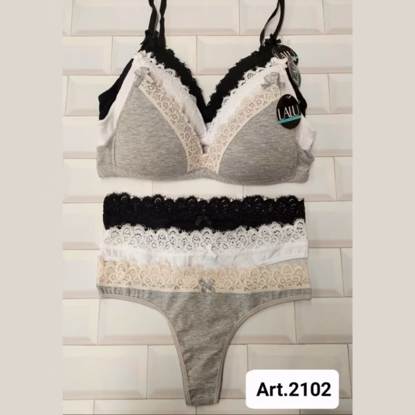 ART.LU2102 CONJUNTO TRIANGULO TAZA SOFT ALGODÓN C/PUNTILLA